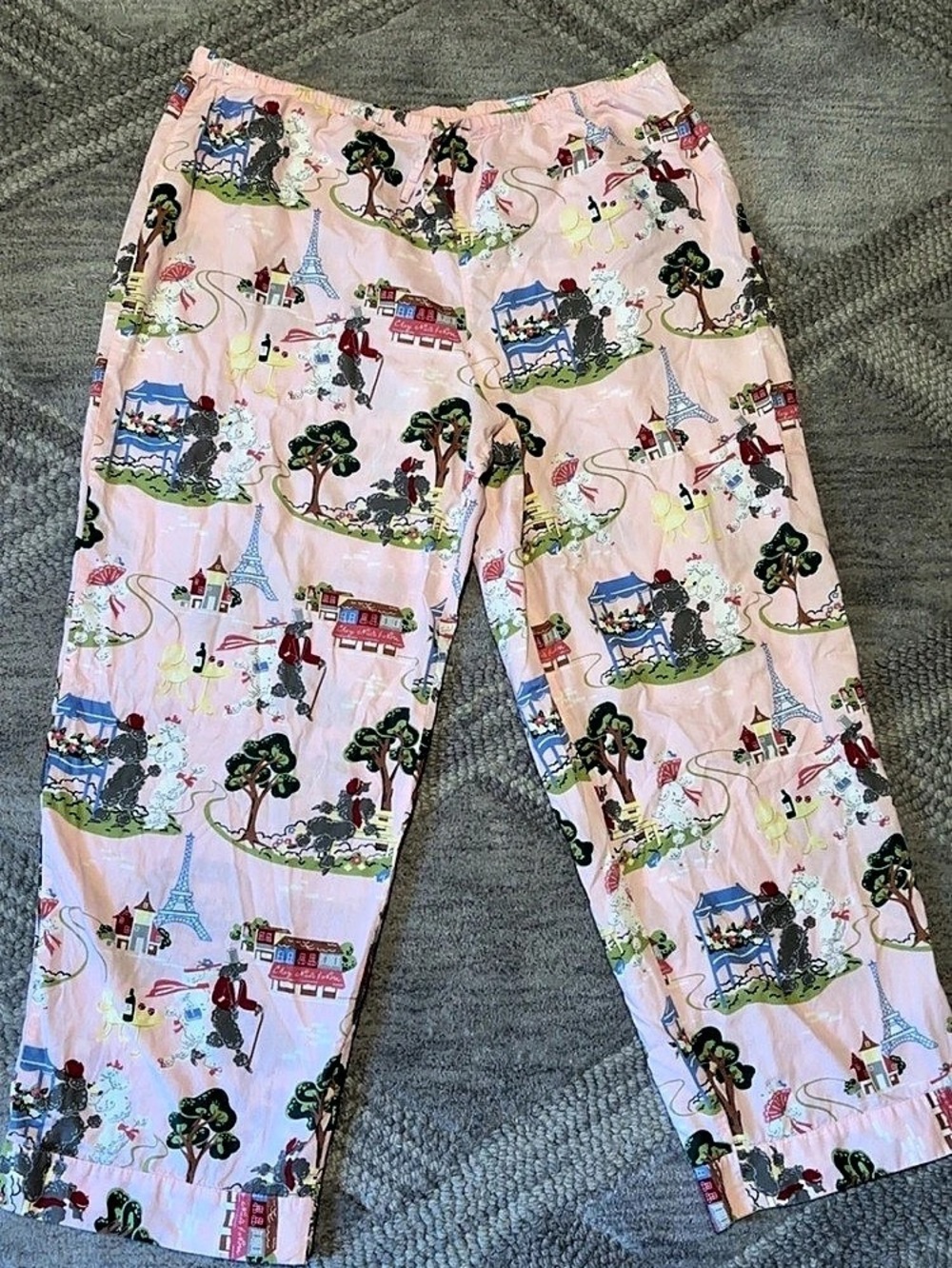 Nick & Nora Poodles in Paris Pajama Pants Pink & Blue XL